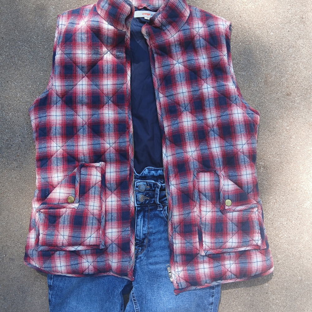 Orange Creek Red and Blue Plaid Vest